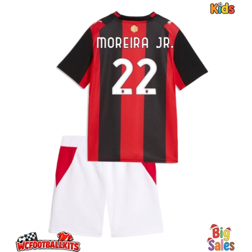 AC Milan Diego Moreira #22 Replica Home Stadium Kit for Kids 2026-27 Short Sleeve (+ pants)